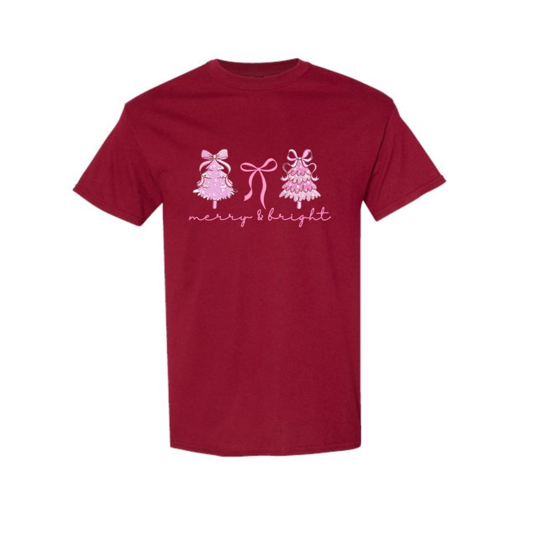 Holiday Shirt - Merry & Bright Pink Christmas Graphic