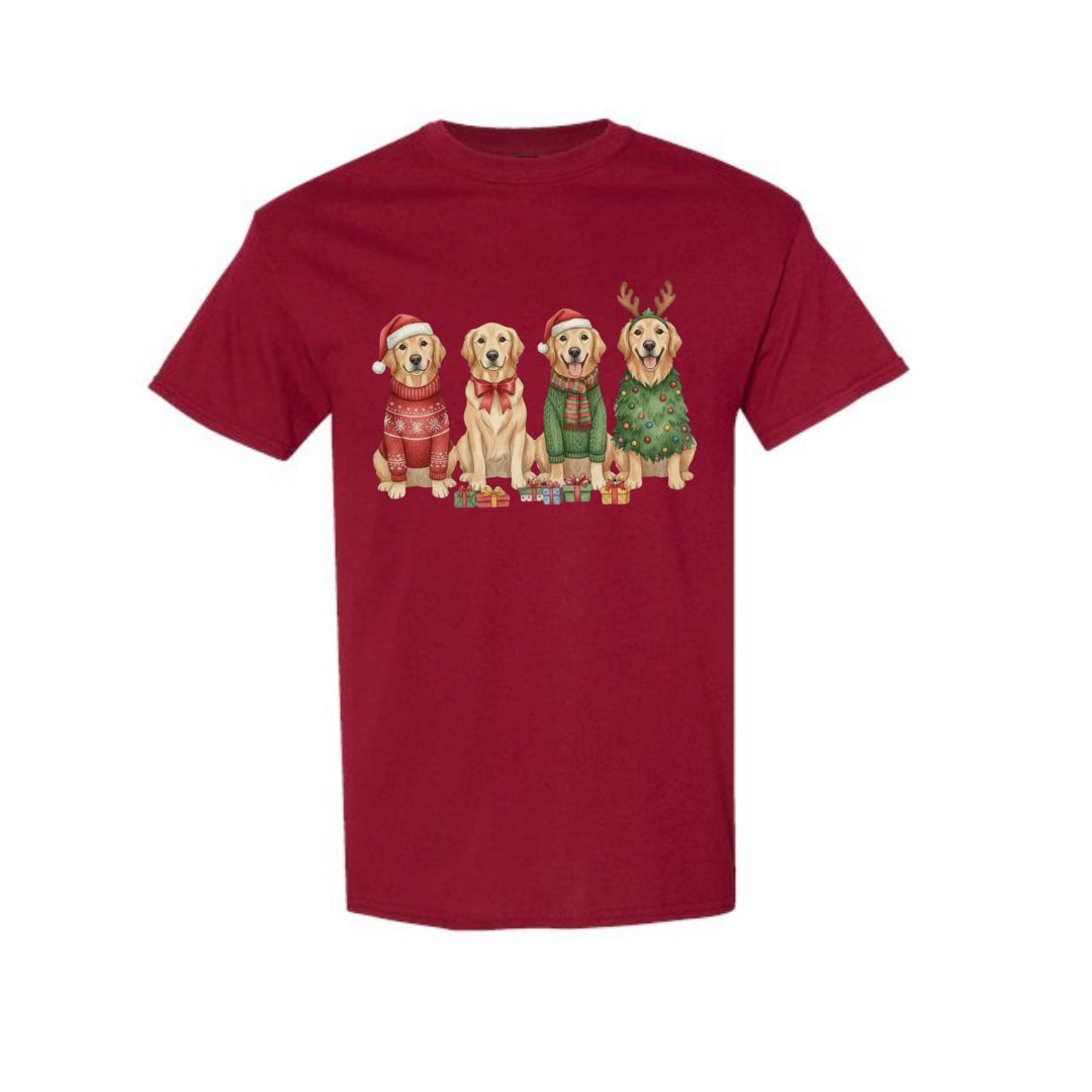 Merry & Furry Tees:Golden Retriever Christmas Dogs Design – Festive Holiday Dog Lover Gift