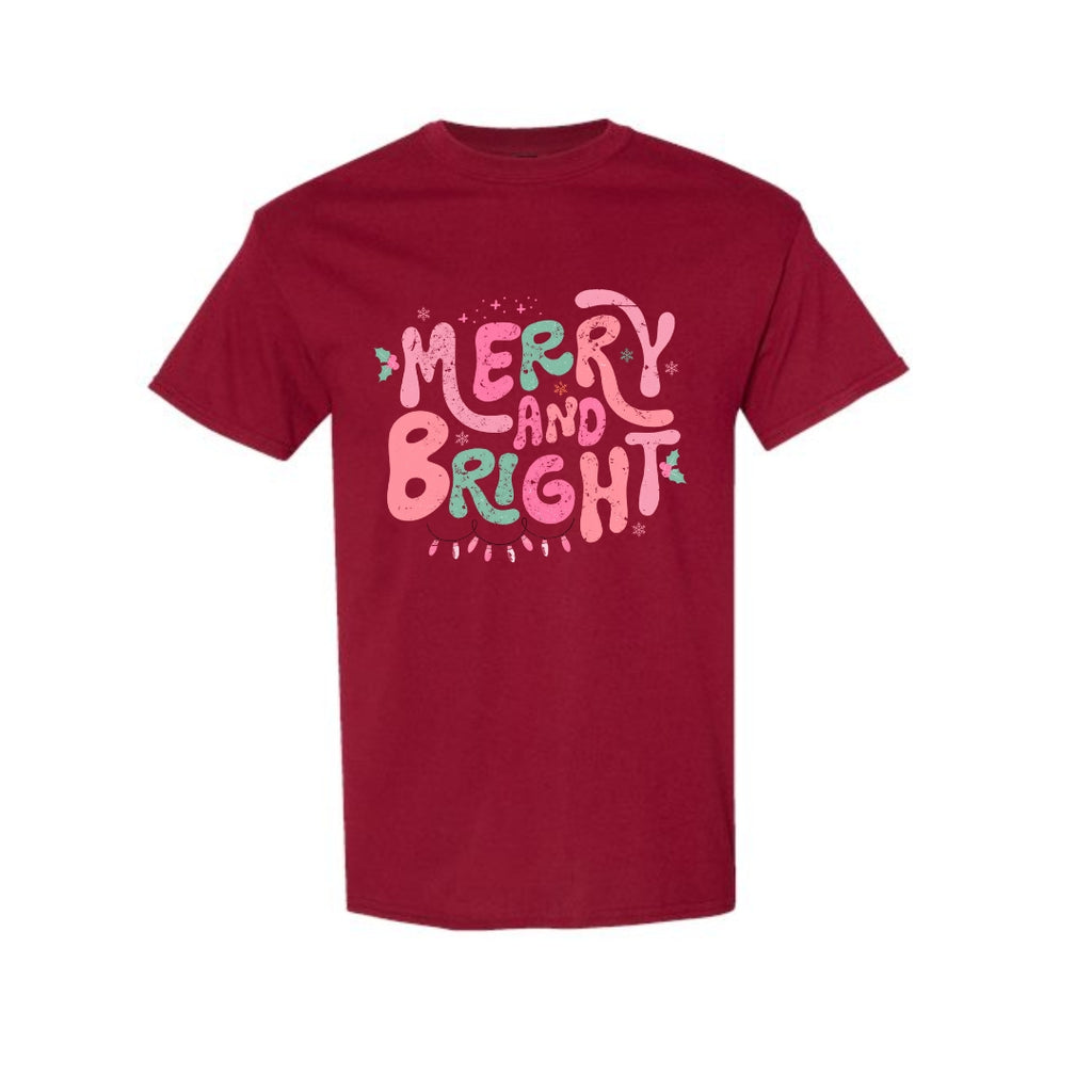 Holiday Shirt - Merry and Bright Pastel Christmas Graphic