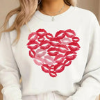 Kiss Me Valentine Heart Sweatshirt & Tee – Lip Print Love Design