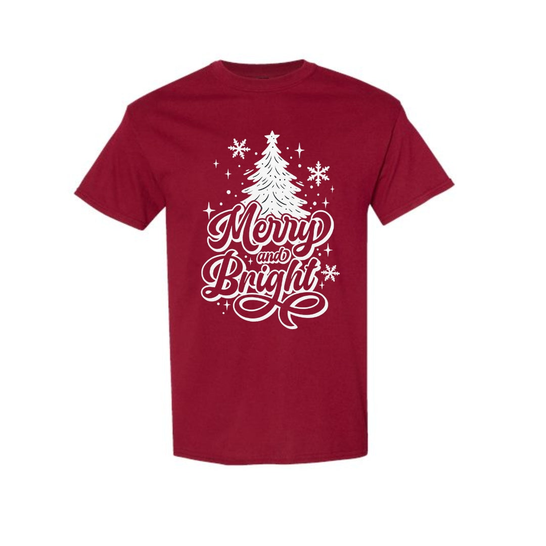 Minimalist Holiday Shirt - Merry and Bright” Christmas Tree Design