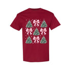 Holiday Shirt -Pink Bow Christmas Trees Graphic