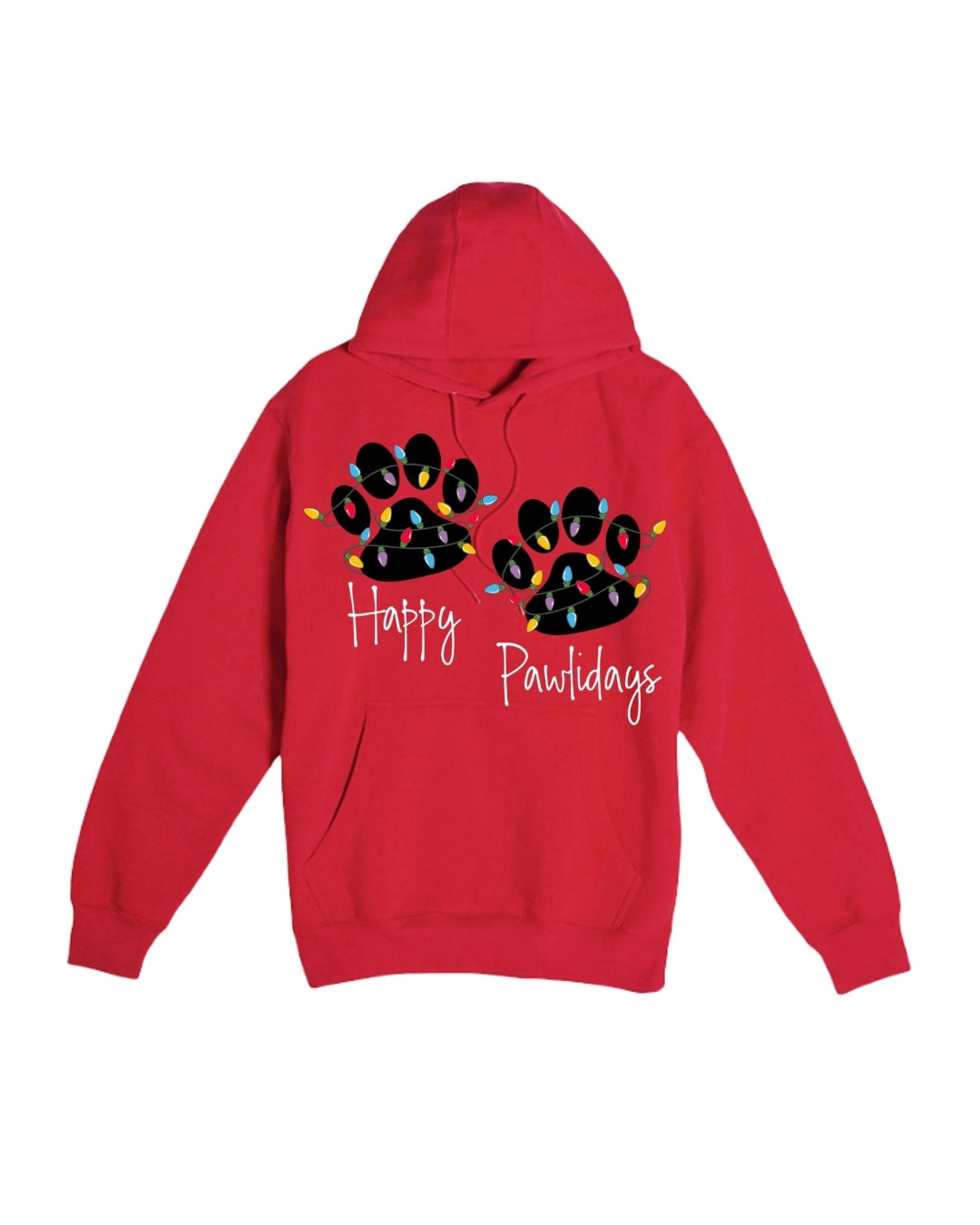 “Happy Pawlidays Festive Paw Print Lights Design”
