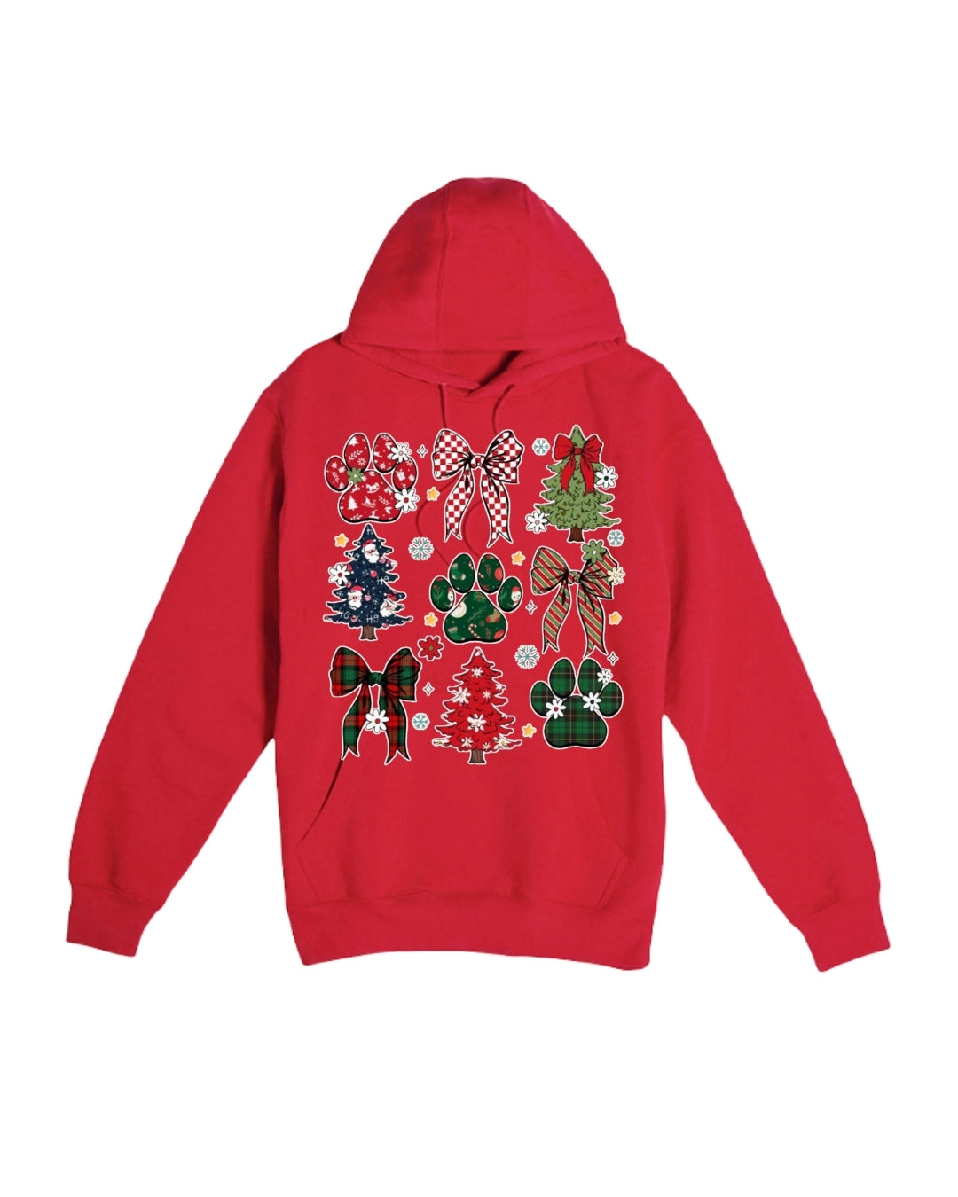 Festive Paw Prints and Christmas Trees