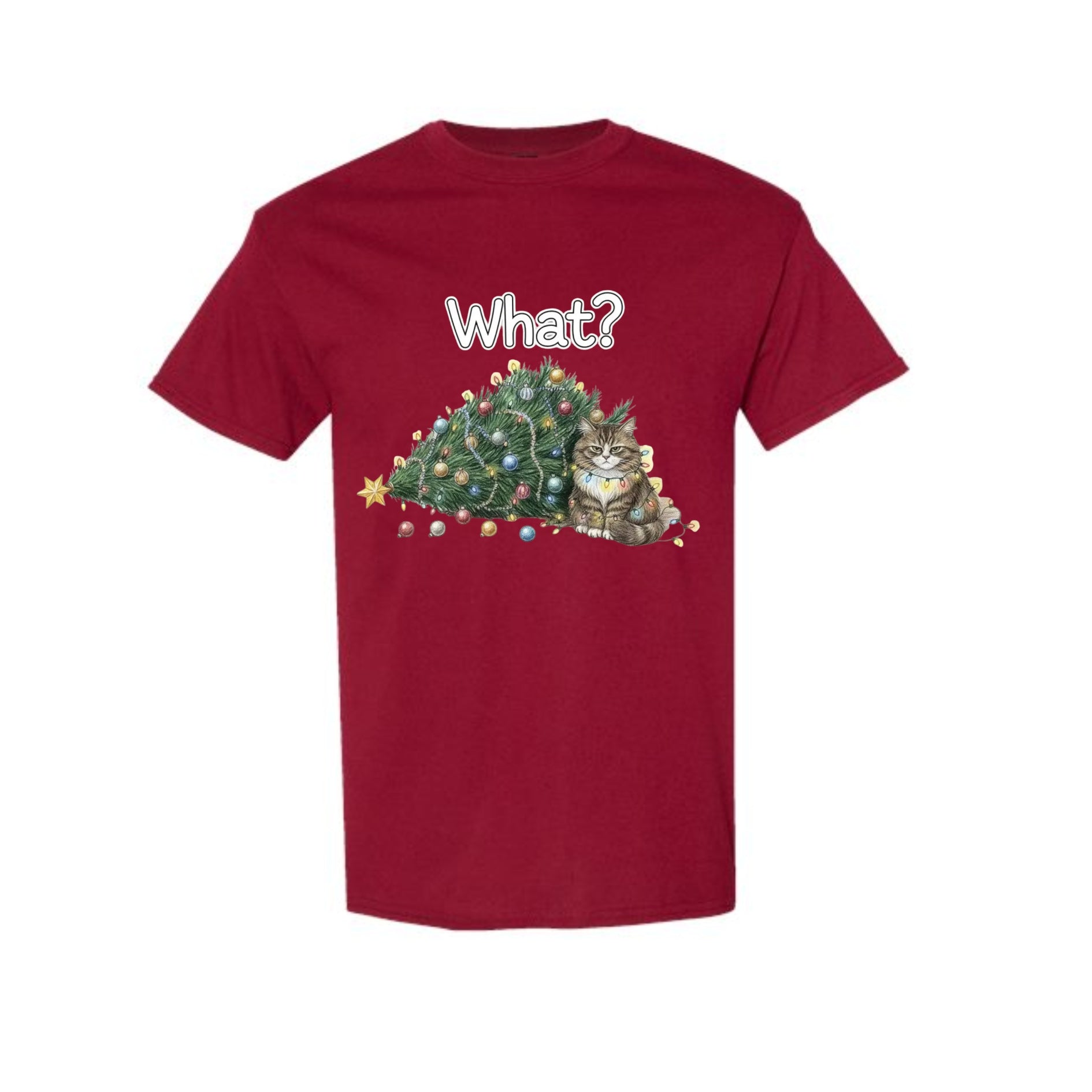 Christmas Tee for Pet Parents : “What?” Holiday Cat Lover Gift