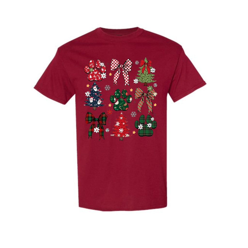 Christmas Tee for Pet Parents : Festive Paw Prints and Christmas Trees