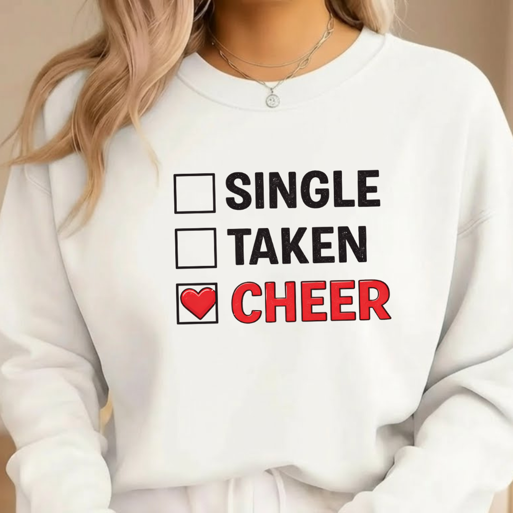 Single Taken Cheer Valentine Shirt | Cheerleader Valentine Sweatshirt | Cheer Life Apparel