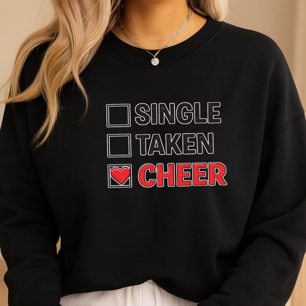 Single Taken Cheer Valentine Shirt | Cheerleader Valentine Sweatshirt | Cheer Life Apparel