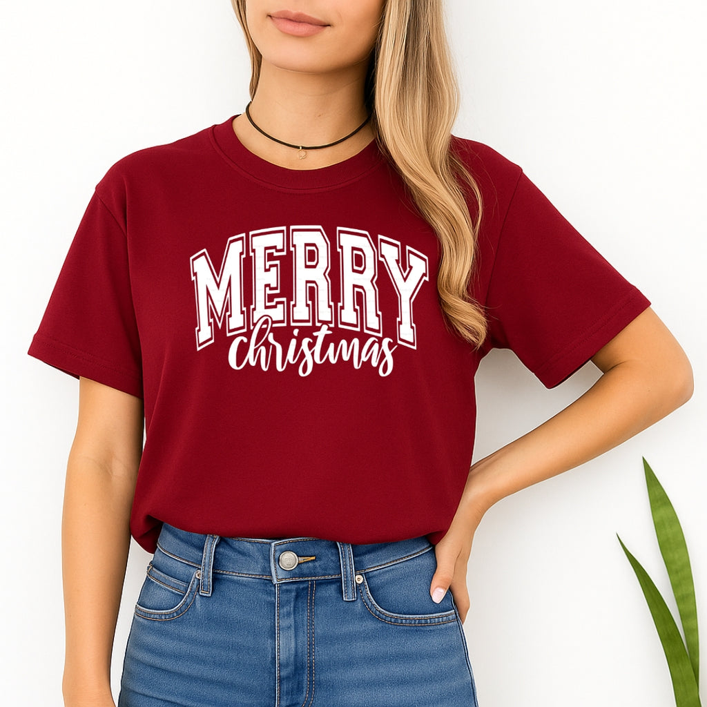 Minimalist Holiday Shirt - “Merry Christmas” Bold Letter Design