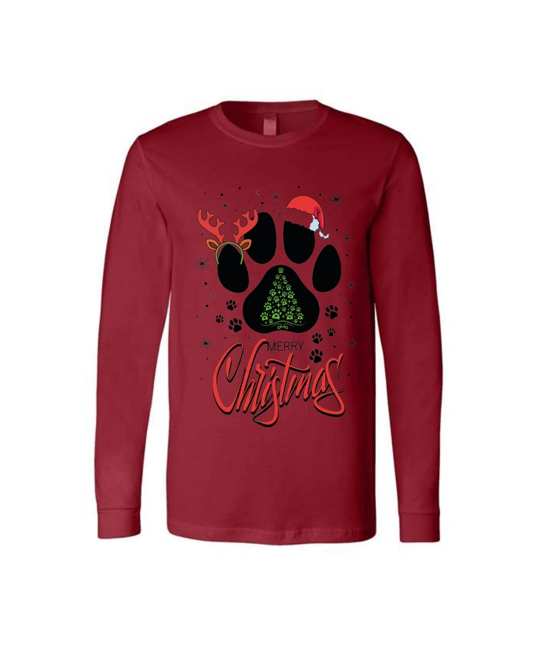 Merry Christmas Paw Print Holiday Apparel – Festive Pet Lover Christmas Design