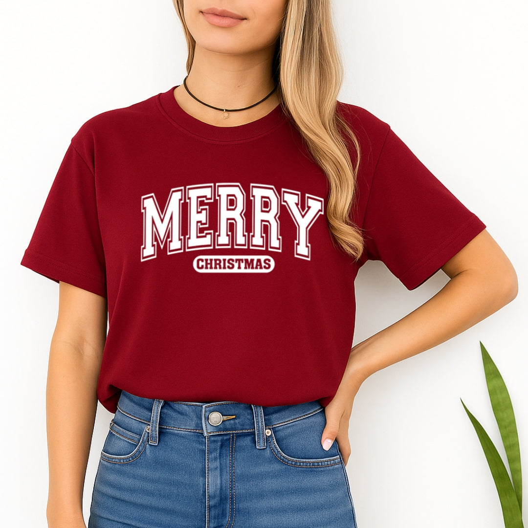 Minimalist Holiday Shirt - Merry Christmas Graphic Apparel