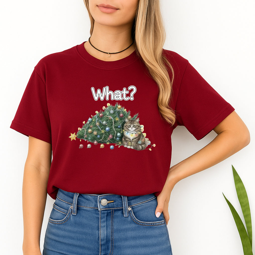 Christmas Tee for Pet Parents : “What?” Holiday Cat Lover Gift