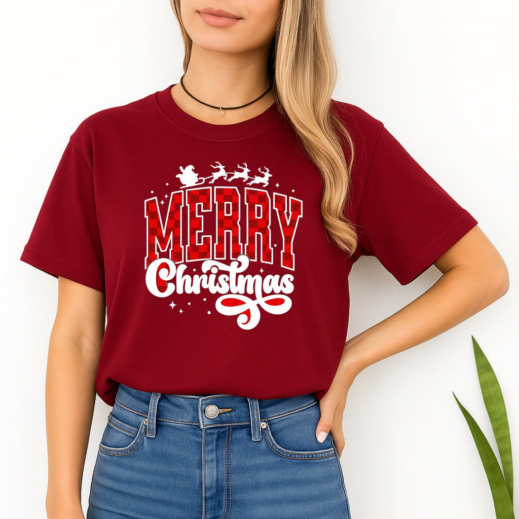 Holiday Shirt - Merry Christmas Buffalo Plaid Graphic