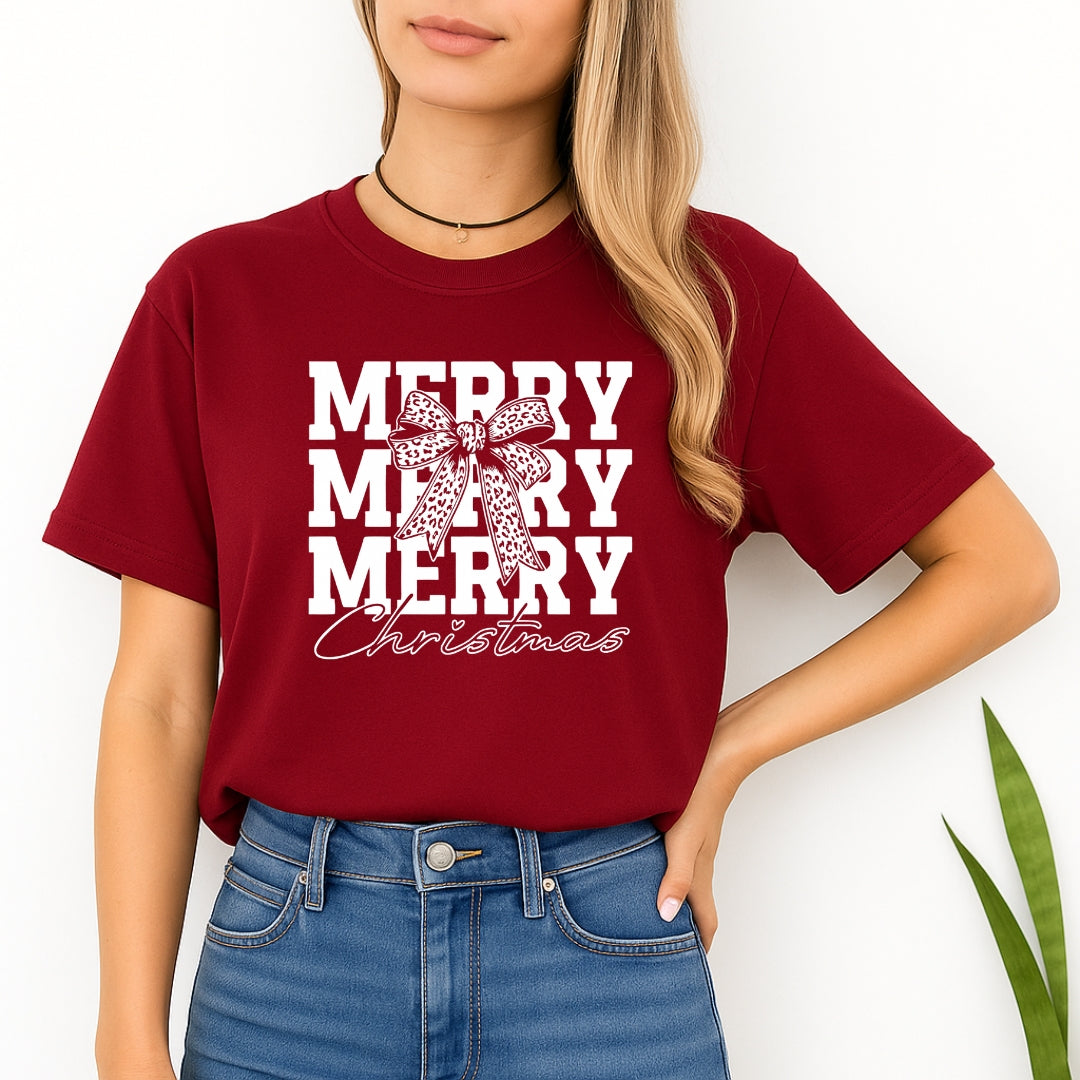 Holiday Shirt - Merry Merry Merry Christmas Graphic