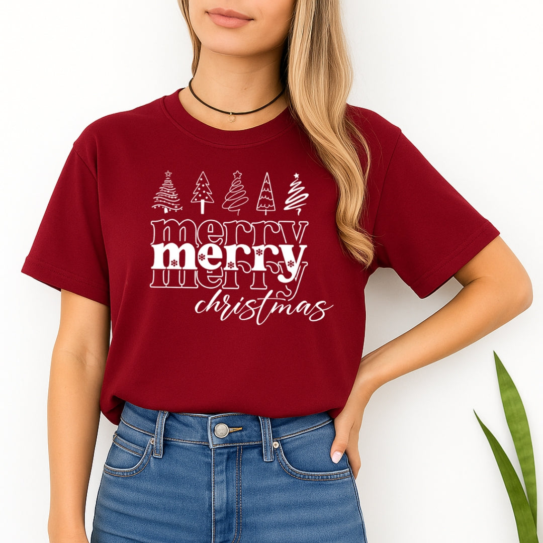 Minimalist Holiday Shirt - Merry Merry Christmas Graphic Tee