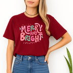 Holiday Shirt - Merry and Bright Pastel Christmas Graphic