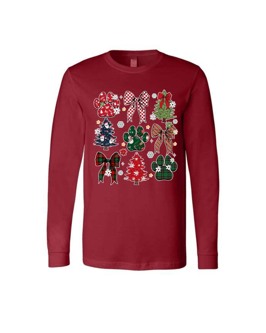 Festive Paw Prints and Christmas Trees