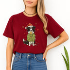Merry & Furry Tees: Border Collie Christmas Lights Design – Cute Holiday Dog Lover Gift