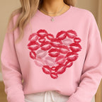 Kiss Me Valentine Heart Sweatshirt & Tee – Lip Print Love Design