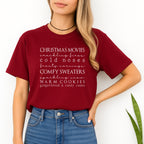 Minimalist Holiday Shirt - Christmas movies, crackling fires, cold noses, frosty mornings, comfy sweaters, sparkling snow, warm cookies, gingerbread & candy canes