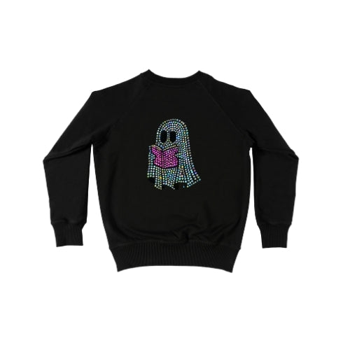 Rhinestone Book-Loving Ghost Sweatshirt