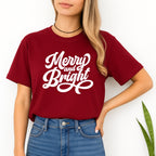 Minimalist Holiday Shirt - Merry and Bright Holiday Graphic