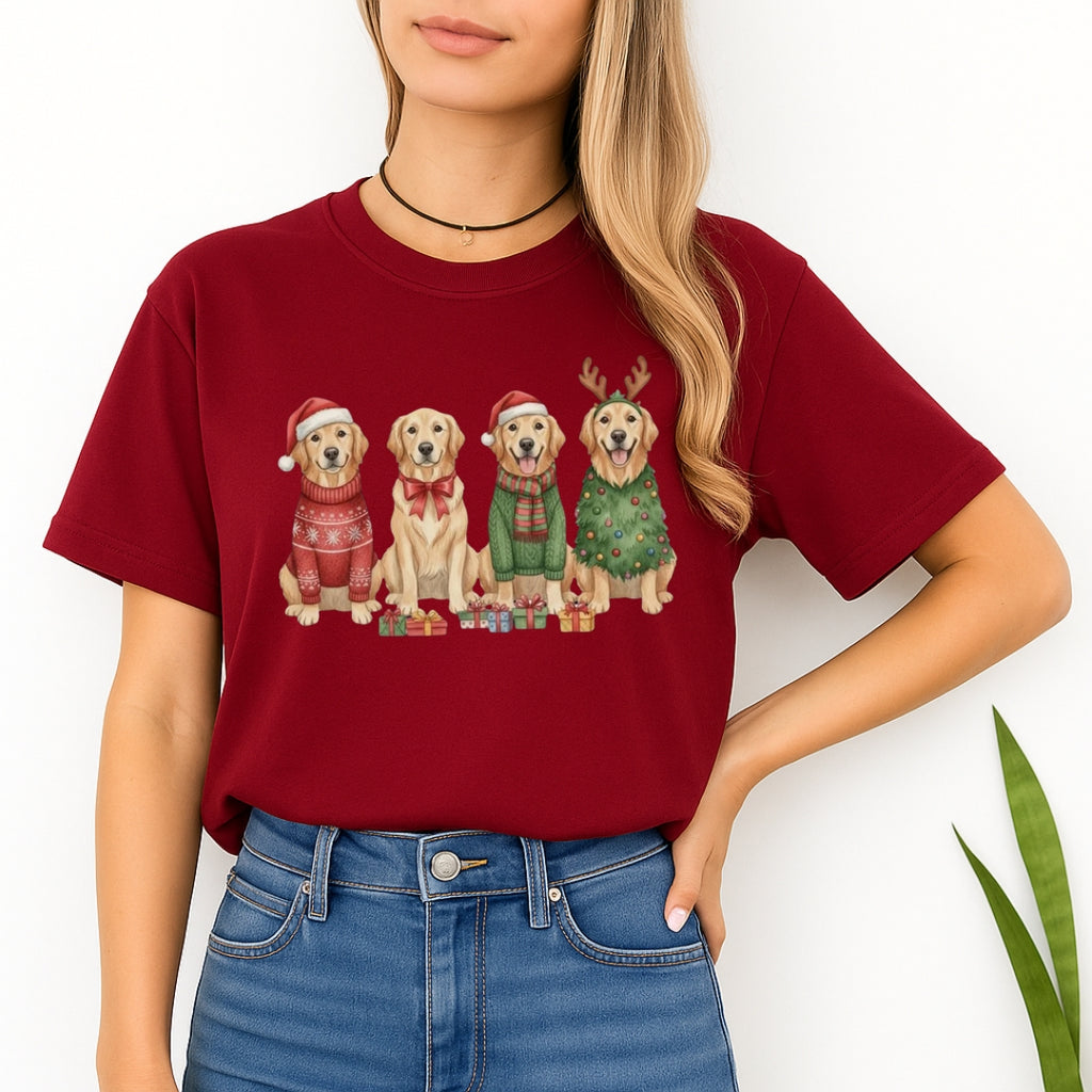 Merry & Furry Tees:Golden Retriever Christmas Dogs Design – Festive Holiday Dog Lover Gift