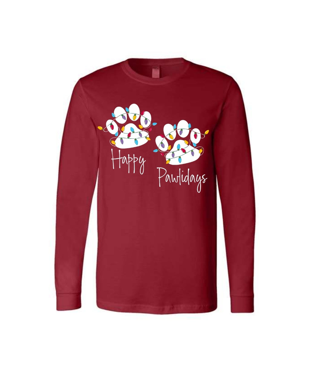 “Happy Pawlidays Festive Paw Print Lights Design”