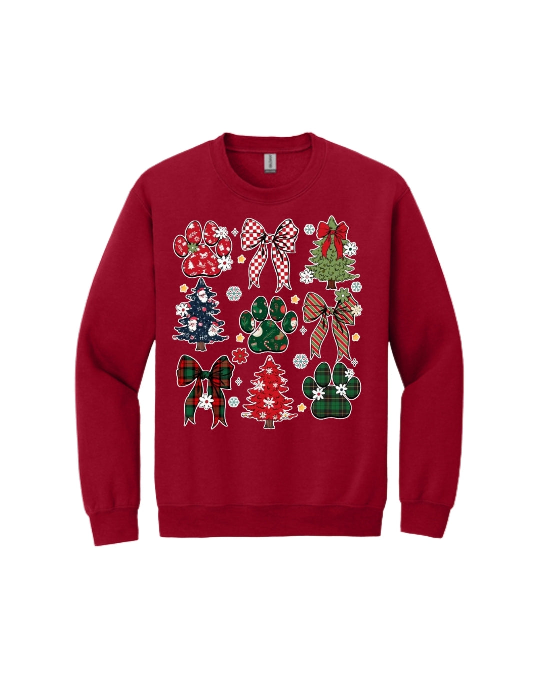 Festive Paw Prints and Christmas Trees