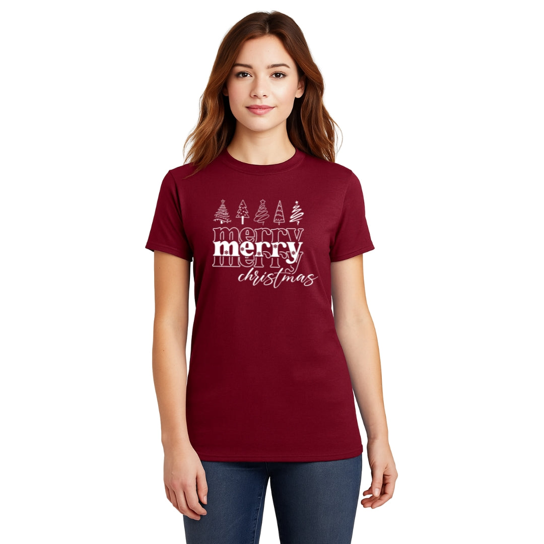 Minimalist Holiday Shirt - Merry Merry Christmas Graphic Tee