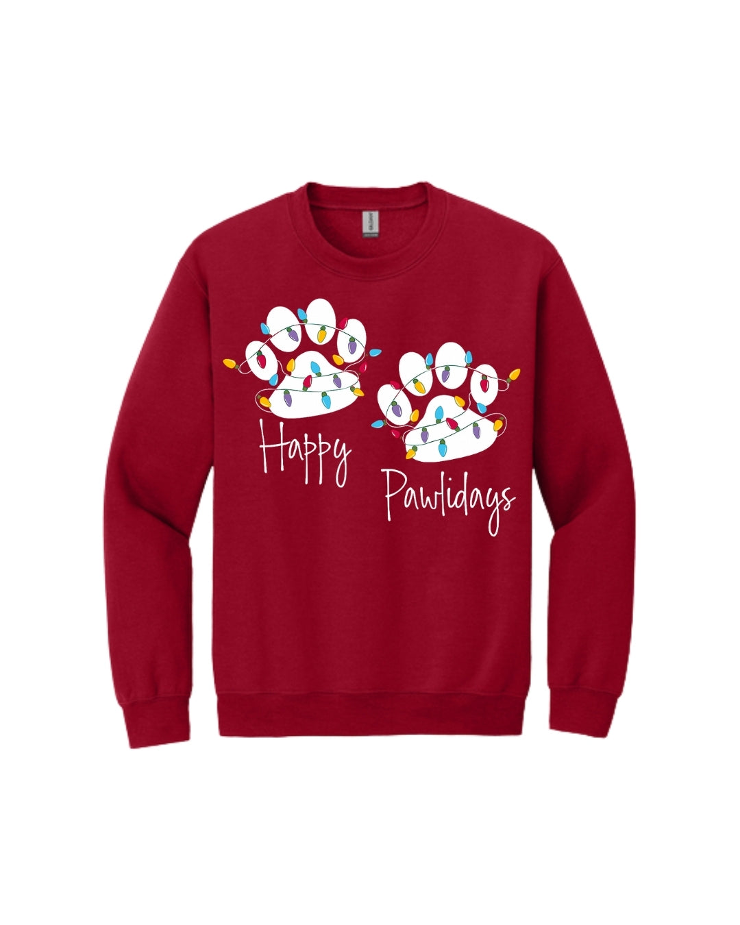 “Happy Pawlidays Festive Paw Print Lights Design”