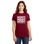 Holiday Shirt - Merry Merry Merry Christmas Graphic
