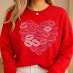 Kiss Me Valentine Heart Sweatshirt & Tee – Lip Print Love Design