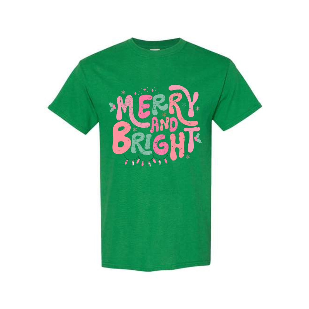 Holiday Shirt - Merry and Bright Pastel Christmas Graphic