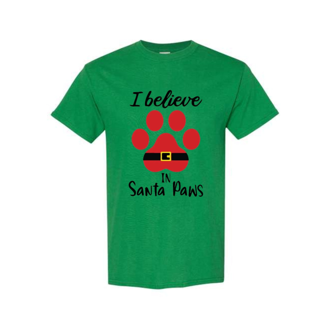 Christmas Tee for Pet Parents : I Believe in Santa Paws – Cute Christmas Dog Lover Gift