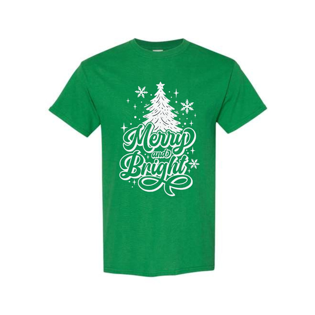 Minimalist Holiday Shirt - Merry and Bright” Christmas Tree Design