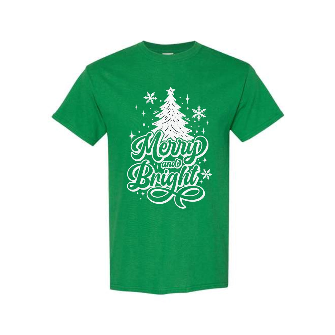 Minimalist Holiday Shirt - Merry and Bright” Christmas Tree Design