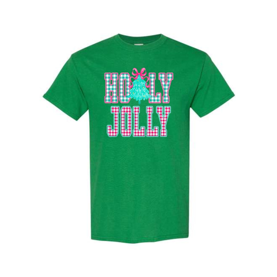 Holiday Shirt -Holly Jolly Gingham Christmas
