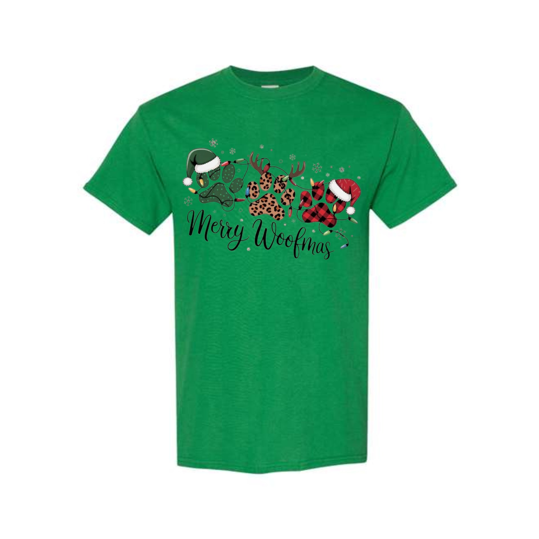 Christmas Tee for Pet Parents : Merry Woofmas Paw Print Apparel – Festive Dog Lover Christmas Gift