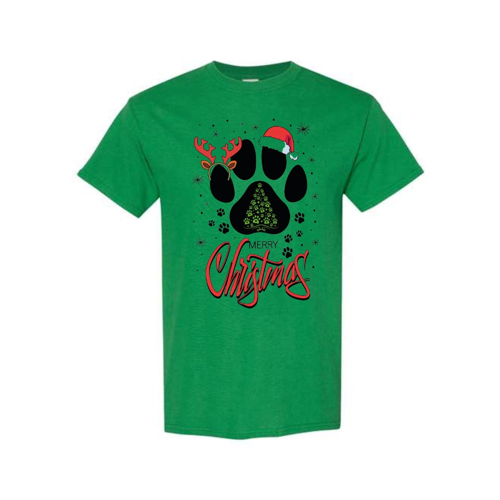 Merry & Furry Tees: Merry Christmas Paw Print Holiday Apparel – Festive Pet Lover Christmas Design