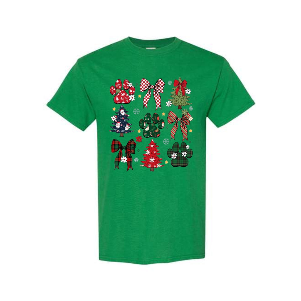 Christmas Tee for Pet Parents : Festive Paw Prints and Christmas Trees