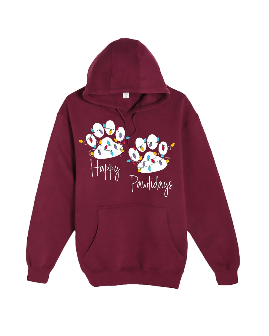 “Happy Pawlidays Festive Paw Print Lights Design”