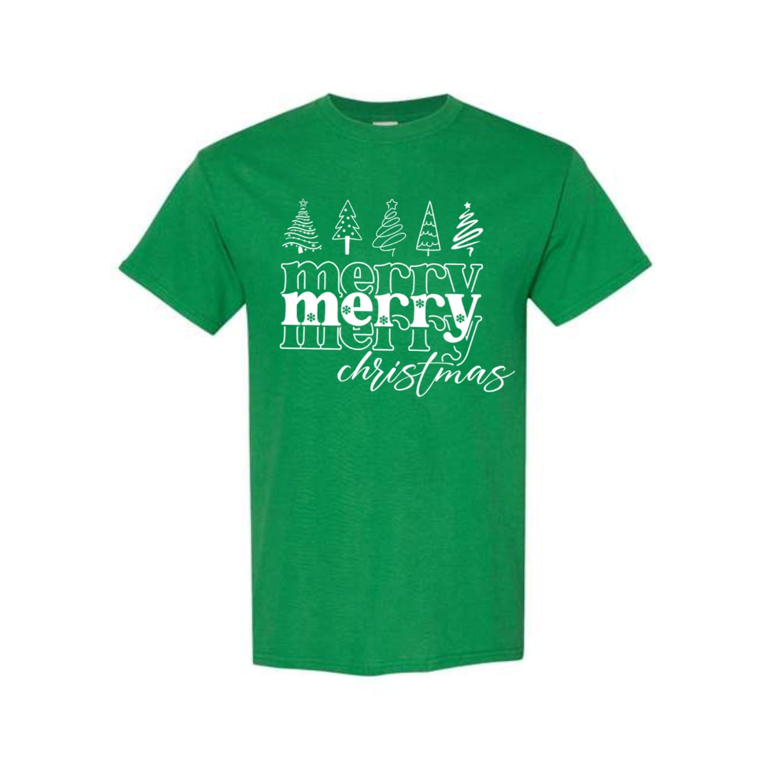 Minimalist Holiday Shirt - Merry Merry Christmas Graphic Tee