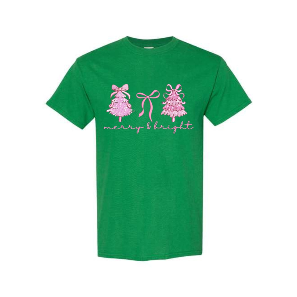 Holiday Shirt - Merry & Bright Pink Christmas Graphic