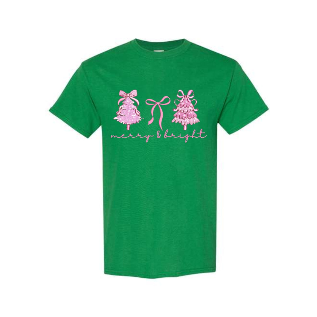 Holiday Shirt - Merry & Bright Pink Christmas Graphic