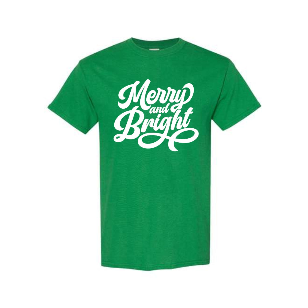 Minimalist Holiday Shirt - Merry and Bright Holiday Graphic