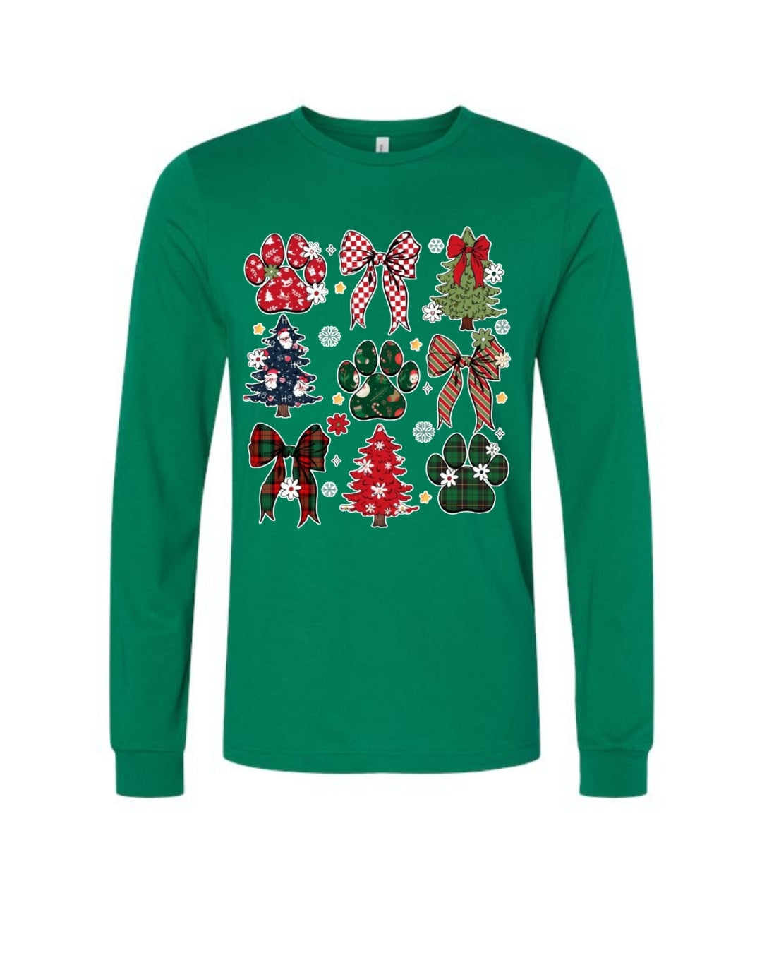 Festive Paw Prints and Christmas Trees