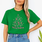 Holiday Shirt -Merry Christmas Pink Bow Tree Graphic