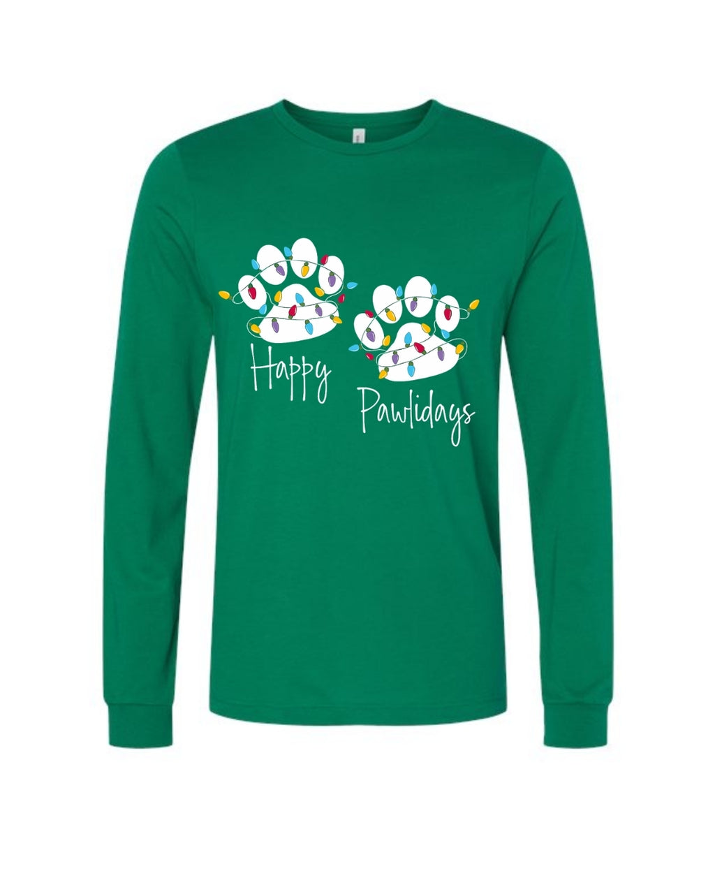 “Happy Pawlidays Festive Paw Print Lights Design”