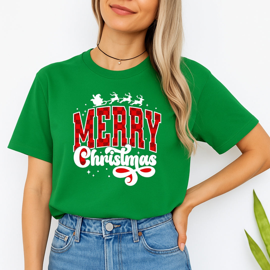 Holiday Shirt - Merry Christmas Buffalo Plaid Graphic